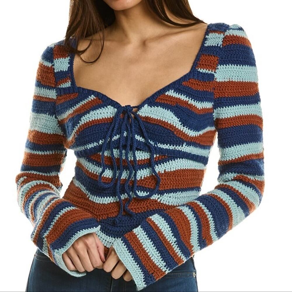 Sea New York Wavey Crochet Wool Sweater, M